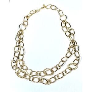 Francesca Visconti Gold Tone Fancy Chain Link Necklace 22”+3”